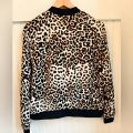 Stylish Leopard-Printed Velvet Zipper Bomber Jacket For Ladies. 