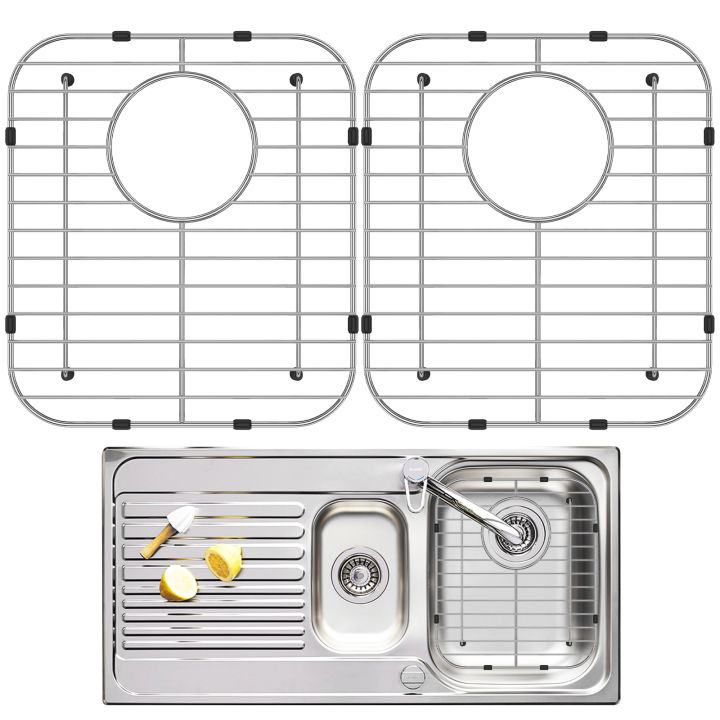 2Pcs%20Kitchen%20Sink%20Grid%20Stainless%20Steel%20Sink%20Protectors%20Double%20Bowl%20Sink%20Bottom%20Grid%20with%20R50%20Corner%20Large%20Sink%20Protectors%20Grid%20-%20Image%202