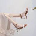 woman heels shoes sandals color white and Brown New fashion style summer collection party style. 