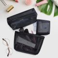 Aosbos 3-Pack Mesh Cosmetic Bag Set - Travel/On-The-Go Makeup Storage, Zipper Closure Small Pouch.