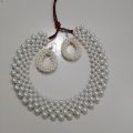 Elegant White Pearl Beads Jewellery Set Vintage Gorgeous Necklace Set.