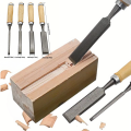 4 Pieces 8/12/16/20mm Wood Chisel Sets with Beech Wood Handle and End Durable Steel Blade Wood Carving Chisels. 
