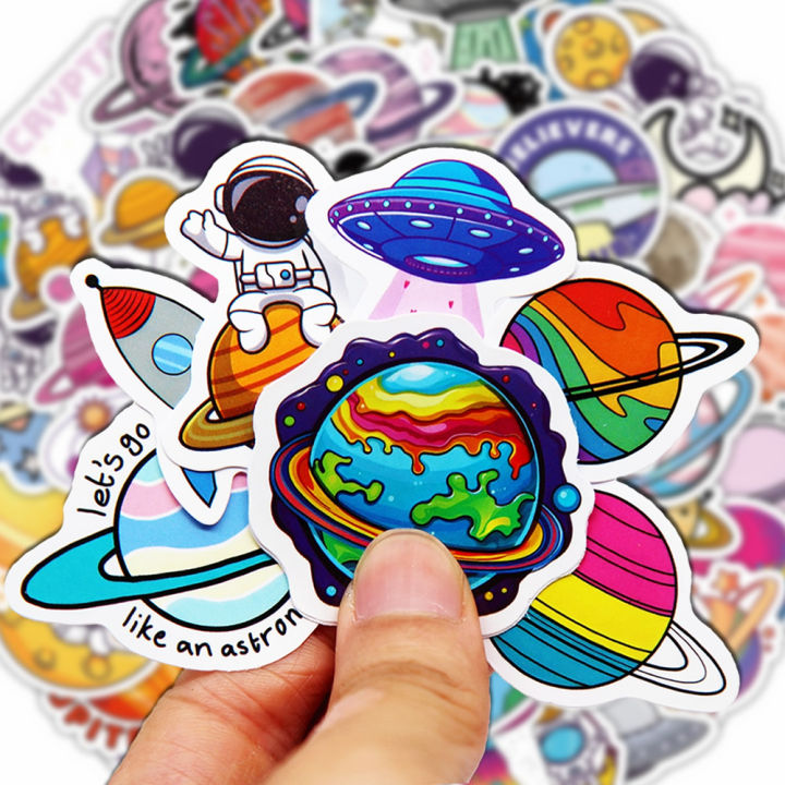 10/100Pcs Cute Stickers Pack Kawaii Space Planet Aesthetic Stationery Supplies Office School Scrapbooking Supplies Korean Paper