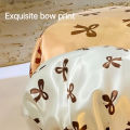 1PC Reusable Bowknot Print Shower Cap Waterproof Anti-Smoke Kitchen Head Cover Bathroom Accessory.
