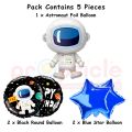 Birthday Space Decorations Foil Golden Balloon Pack of 5 Set For Astronaut Theme Kids Party Prince Kids Foil Balloon Item…. 