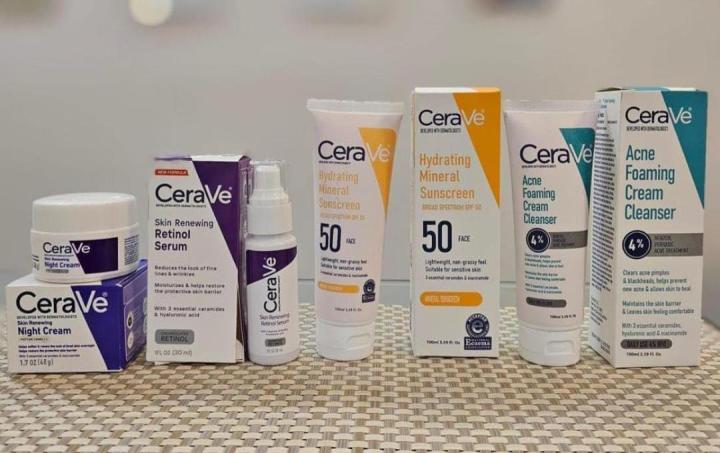 CeraVe 4 in 1 Skincare Kit Night Cream, Sunblock, Cleanser & Serum for Radiant Skin