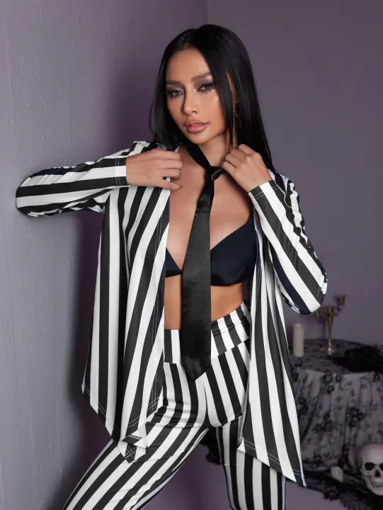 Black%20and%20white%20striped%20women's%20suit%20Jacket%20Niche%202024%20Spring%20new%20holiday%20party%20high-end%20suit%20jacket%20Women's%20casual%20loose%20coat%20-%20Image%204