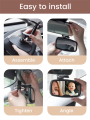 1PC & 2PC Clip-On Baby Car Mirror | Shatterproof Rear View Mirror for Rear-Facing Infant, Secure for Bumpy Rides.
