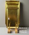 Golden serving plates dishes trays. 
