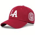 Unisex La Letter Embroidery Baseball Caps Spring and Autumn Outdoor Adjustable Casual Hats Sunscreen Hat.