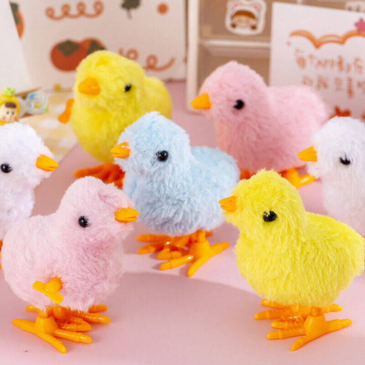 1 PCs random color random multicolor simulation plush chicken roll jumping