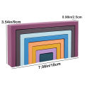 Montessori Wooden Rainbow Stacking Game,Eight Layers Square/Arch Colorful Stacker,Color Recognition Building Blocks Toys. 