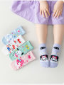 5 Pairs Kawaii Sanrio Character Kids Socks, Cute Hello Kitty Kuromi Cinnamoroll Girls Socks, Breathable Cotton Socks.