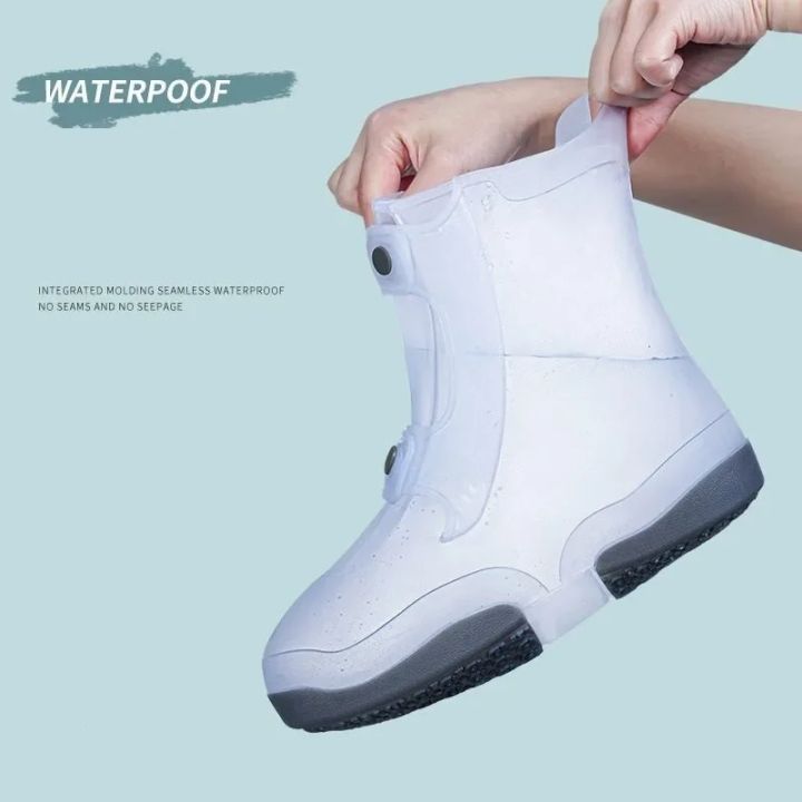 1set%20Two%20Tone%20Shoe%20Covers%20Waterproof%20Overshoes%20Washable%20Anti%20Skid%20Shoe%20Covers%20With%20Button%20White%20Durable%20Shoe%20Covers%20-%20Image%204