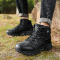 Autumn New High Top Sneaker Men Winter Outdoor Work Boots Anti slip Wear resistant Mountaineering Large size Hiking Footwear. 