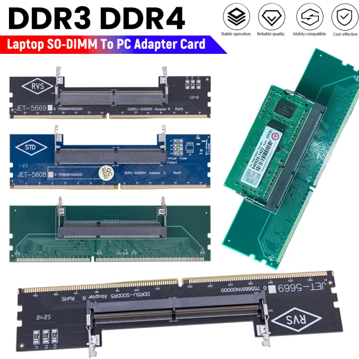 DDR4 DDR3 Memory RAM Connector Laptop To Desktop Adapter SO-DIMM To PC ...