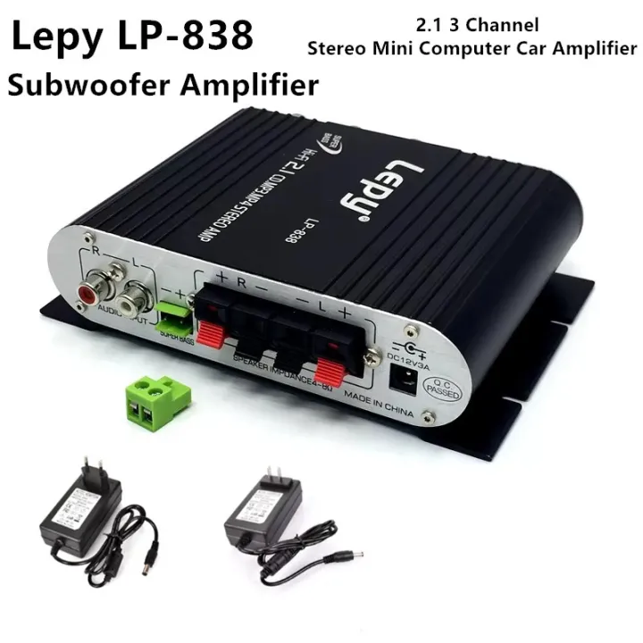 Lepy LP-838 HIFI Amplifier 2.1 Channel Subwoofer Amp Car Home Theatre Sound System Amplificadora DC 12V3A