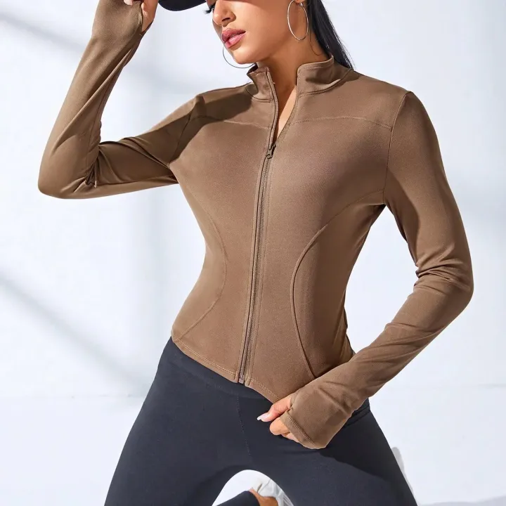 2024%20New%20Yoga%20Coat%20Short%20Sports%20Jacket%20WOMEN'S%20Fitness%20Clothes%20Slimming%20Body%20Sculpting%20Zipper%20Yoga%20Jacket%20-%20Image%204