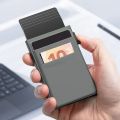 Rfid Anti Blocking Smart ID Bank Credit Card Holder Wallet Metal Thin Slim Men Women Pop Up Minimalist Metal Cardholder Case. 