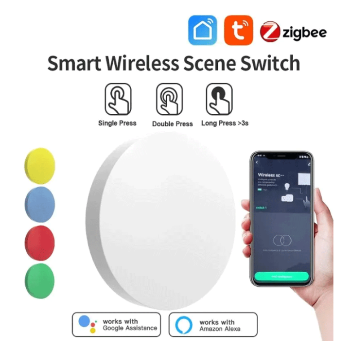 Tuya ZigBee Smart Wireless Button Scene Switch Smart Life App Remote Control For  Alexa Wait Voice Assistant Home Office