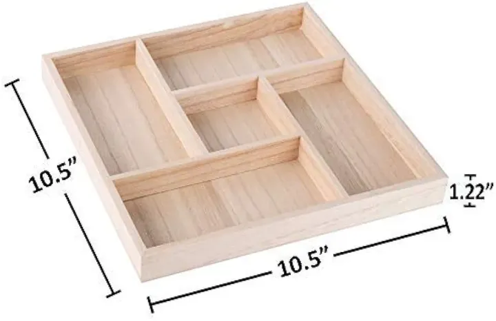 Section Tray Wooden Tray with 5 Sections – 2 Pack Square Tray Chip and Dip Platter ...