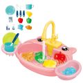 Play Kitchen Sink Toy, Kitchen Sink Play Set Electric Out of Water Animal Wash Basin Play Water Toy Pretend Play Utensils Accessories for Boys and Girls. 