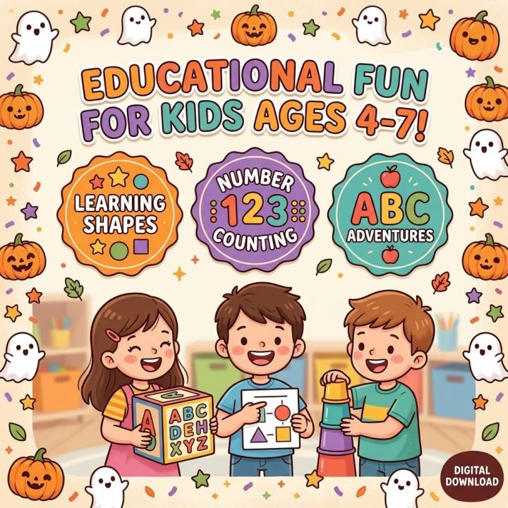 80 Pages Kids Halloween Activity Book & Coloring Placemat Pad (Ages 4-7 ...