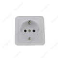 Wall Mount Socket EU Standard Electrical Outlett Ground Power Socket Plugs Flame Retardant Plastic.