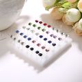40 PCs Set Ear Studs With Stoppers in White and Multicolor Ear Hoops Earrings Rings Ear hooks 1mm and 2mm Ear Tops Plastic Body Single Stone Ear Stud for Women and Girls. 