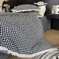 3pcs Black white plaid Duvet cover set (1*Duvet Cover + 2*Pillowcase, Without Core), lace Bedding Set, Soft Comfortable. 