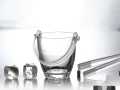 Glass Ice Bucket with Transparent Plastic Tong. 