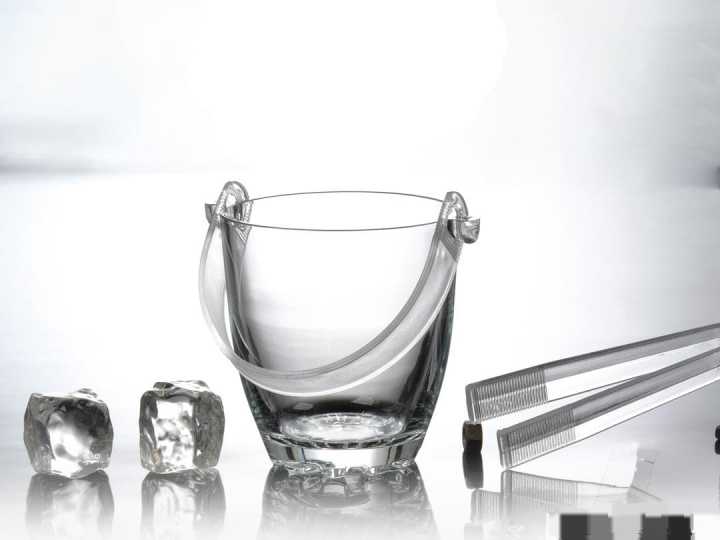 Glass Ice Bucket with Transparent Plastic Tong