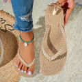 Women's Summer Beach Vacation Square-Toe Comfortable Open-Toe Waterproof Non-Slip Flat Flip-Flops, Casual Home-Style Flip-Flops. 