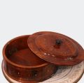 Handcrafted Wooden Hot Pot for Bread – Elegant Insulated Roti Box with Lid for Warm & Fresh Bread. 