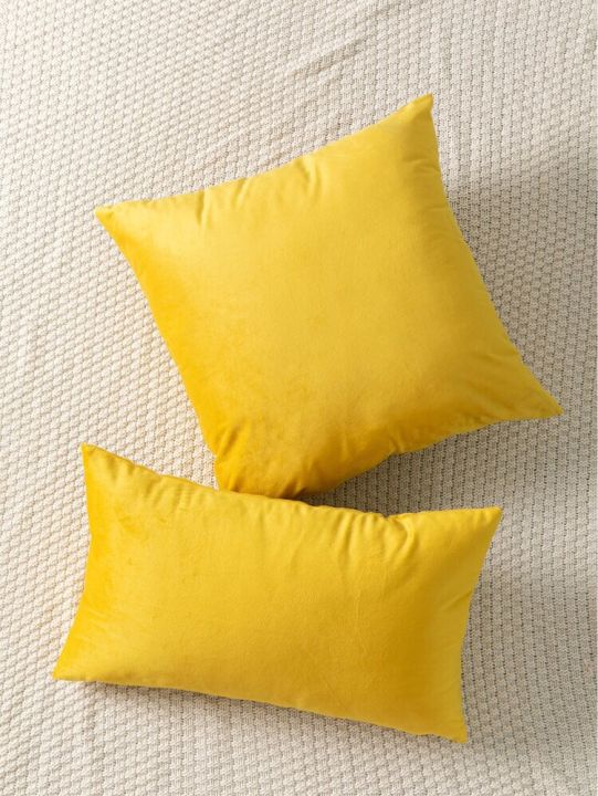 2 Piece Soft Velvet-Touch Filled Cushion Set-Rectangular and Square Velvet Cushions for Sofa/Bedroom/Car