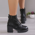 Winter New Fashion Comfortable Elegant Square with Women's Shoes Side Zipper Round Head Solid Color Simple Thick Heel Boots. 