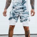 Summer printing Breathable 2 In 1 Shorts Men gyms Fitness Running Shorts Quick Dry Male Shorts mesh Bodybuilding Short Pants.
