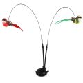 Interactive Cat Teaser Wand Set with Realistic Birds- Handfree Long Pole&Double Rod, Bell And Strong Suction Cup for Active Play. 