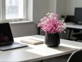 Aesthetic Mini Artificial Plant with Flower Pot for Room Decoration Items - Premium Fake Flowers Decoration Piece for Home Decor, Office Desk, Living Room Table Centerpiece. 