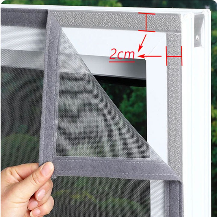 Summer, simple, grey, mosquito net with multiple sizes to choose from, adhesive 2cm tape, window screen, curtain mosquito net