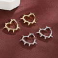 Unique Spike Rivet Heart Earrings For Women, Ear Buckle Piercing Goth Jewelry Aretes.
