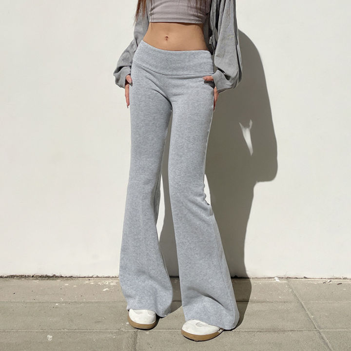 2025%20Slim%20Low%20Waist%20Casual%20Sweatpants%20For%20Women%20Solid%20Simple%20Basic%20Flared%20Pants%20Sports%20Jogging%20Trousers%20-%20Image%202