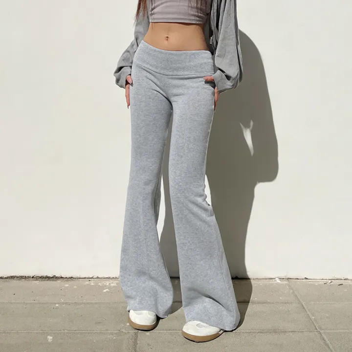 2025%20Slim%20Low%20Waist%20Casual%20Sweatpants%20For%20Women%20Solid%20Simple%20Basic%20Flared%20Pants%20Sports%20Jogging%20Trousers%20-%20Image%202