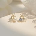 Starfish Shell Stud White Color Earrings for Women Small Cute Imitation Pearl Earrings Banquet Wedding Jewelry. 