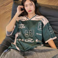 2026 New Women's Spring/Summer Y2K Fashion Casual Golden 97 Mesh Jersey Oversized Breathable Speed Drying Sports T-shirt. 