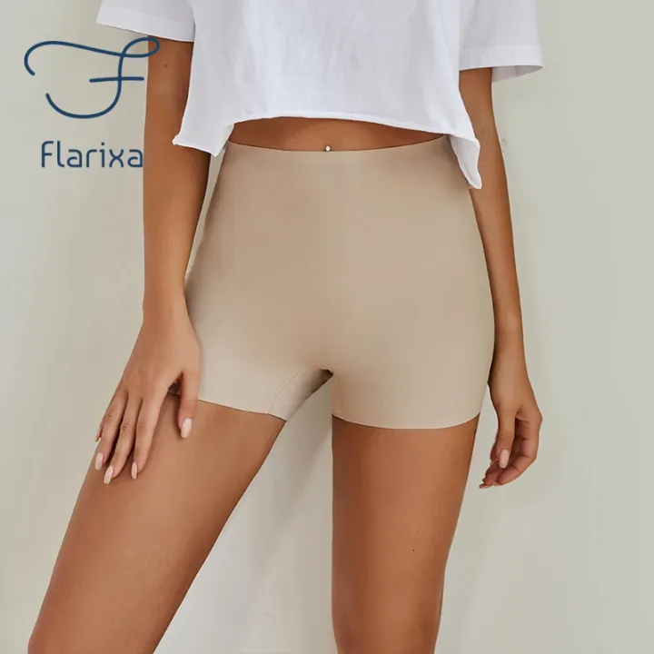 Flarixa%20Safety%20Pants%20High%20Waist%20Women's%20Shorts%20Under%20The%20Skirt%20Ice%20Silk%20Seamless%20Panties%20Breathable%20Boxer%20Briefs%20Cycling%20Shorts%20-%20Image%203