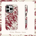 Cream Red Flower Phone Case for IPhone 16 15 14 13 12 11 X XS XR XSMAX 7 8 Pro Max Plus Double-layer Back Cover. 