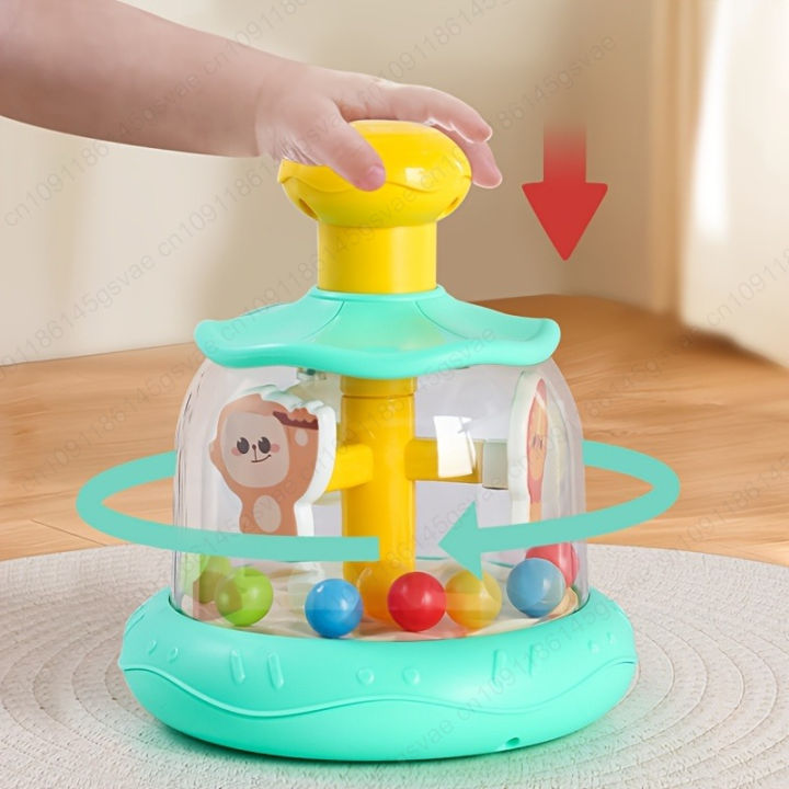 Baby 0 12 24 36 Months Early Education Rotating Push and Spin Carousel Activity Exercise Coordination Skills Toys Games