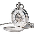 Classic double face hand winding mechanical pocket watch smooth surface hollowed Roman numeral men women mechanical pocket watch.