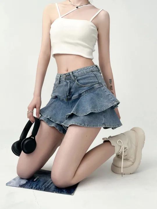 Spice%20Girls%20Denim%20Skirt%20Anti-Slip%20Double%20Denim%20Skirt%20Women's%20Stretch%20High-Waisted%20Slimming%20A-Line%20Cake%20Skirt%20-%20Image%206